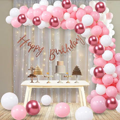 Pink Theme Birthday Decorations For Girls - Combo Of 66pcs