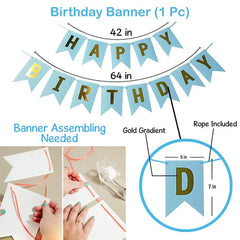 Blue Birthday Decoration Kit for Boys – 52 Pcs Banner & Balloons
