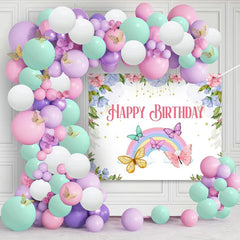 Butterfly Theme Birthday Decorations - Set of 93Pcs Butterfly Backdrop Decorations | Pink & Purple Birthday Decorations | Birthday Decoration Items for Girls