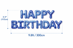 Happy Birthday Blue Foil Balloon Banner