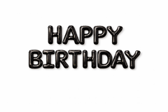 Happy Birthday Black Foil Balloon Banner