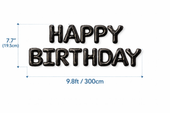 Happy Birthday Black Foil Balloon Banner