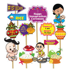 Annaprashan Ceremony Decoration Combo Set with Banner & Photo Props for Baby Rice Ceremony