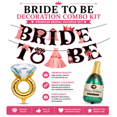 Bride To Be Decoration Combo Kit | Bridal Shower & Bachelorette Party Decoration Set with Bride To Be Banner, Ring Foil Balloon & Champagne Bottle Balloon