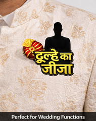 Customizable Wedding Broach Set (Pack of 20) with Photo | Dulha-Dulhan Family Name Badges | Personalized Wedding Accessories for Guests & Family