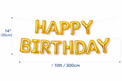 Happy Birthday Foil Balloon Banner (Gold)