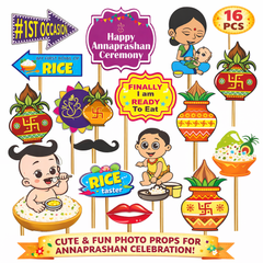 16 PCS Annaprashan Photo Booth Props Set