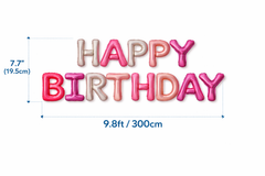 Happy Birthday Pink Foil Balloon Banner