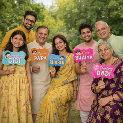 FERRYWALA Family Photo Booth Props Set – 20 Pcs Funny Props for Birthday, Baby Shower & Wedding | Nani, Dadi, Mama, Papa, Bhaiya Props for Party Decoration